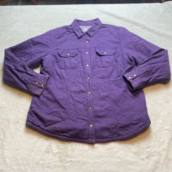 L.L. Bean Purple and Black Checked/Plaid Lined Shacket Size Large - Picture 1 of 14